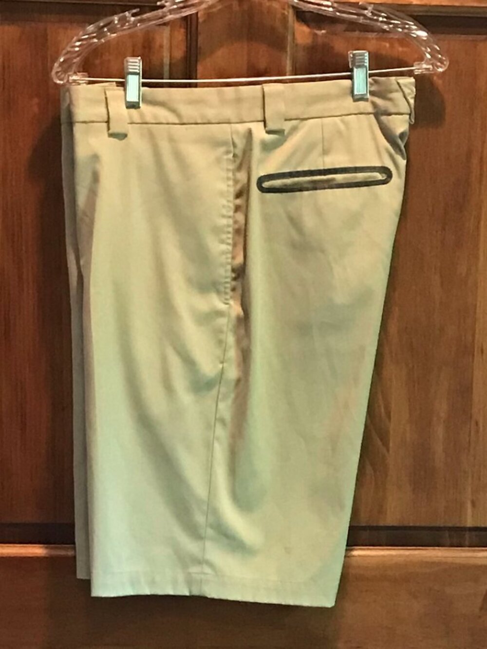 MEN'S SLAZENGER KHAKI/TAN GOLF SHORTS,FLAT FRONT,SIZE 34,RN#104141, EUC